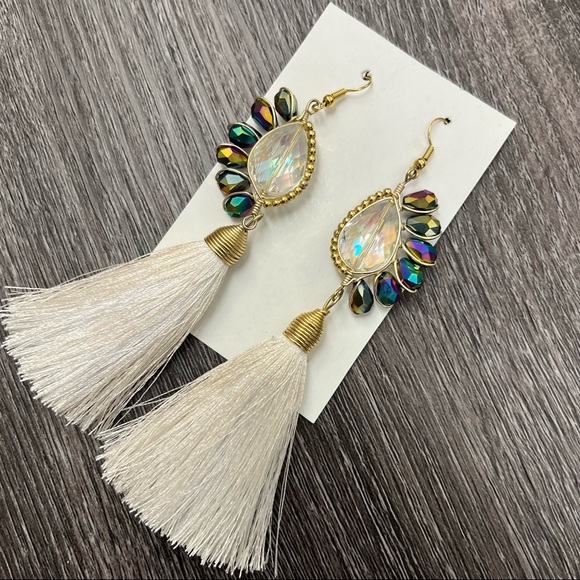 *SOLD* Peacock Tassle Earrings - Picture 1 of 3